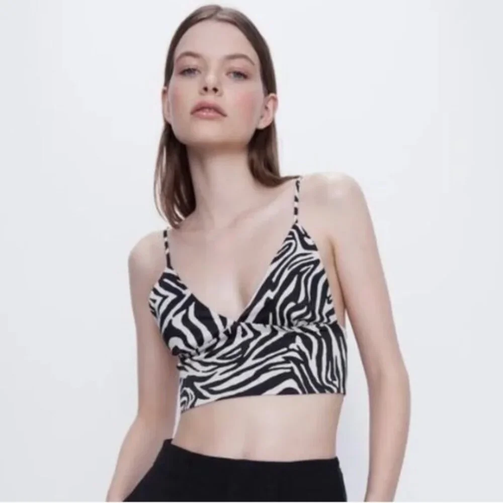 Zara Zebra Print crop Top Bralette with adjustable straps - Small - Picture 6 of 15